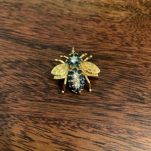 Gold Plated Bumblebee Brooch With Simulated Saphires